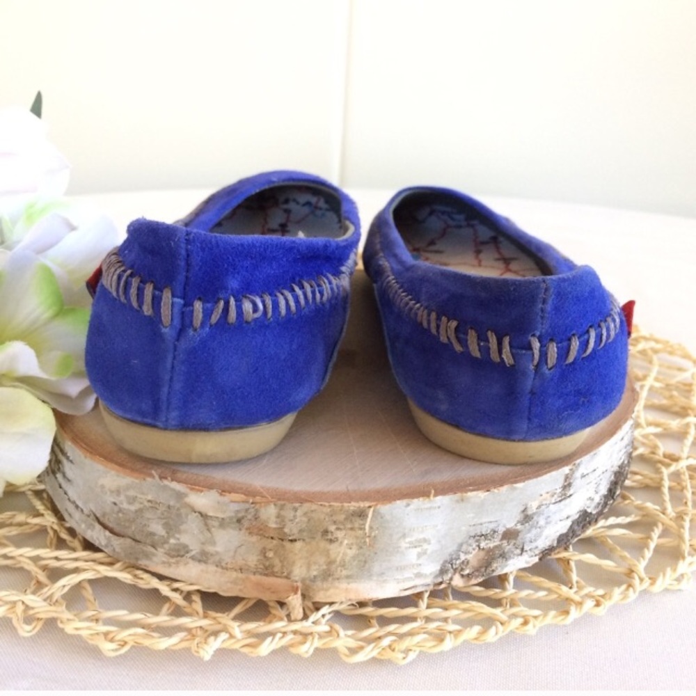 Cobalt Blue Leather Moccasin Flats - Picture 3 of 6